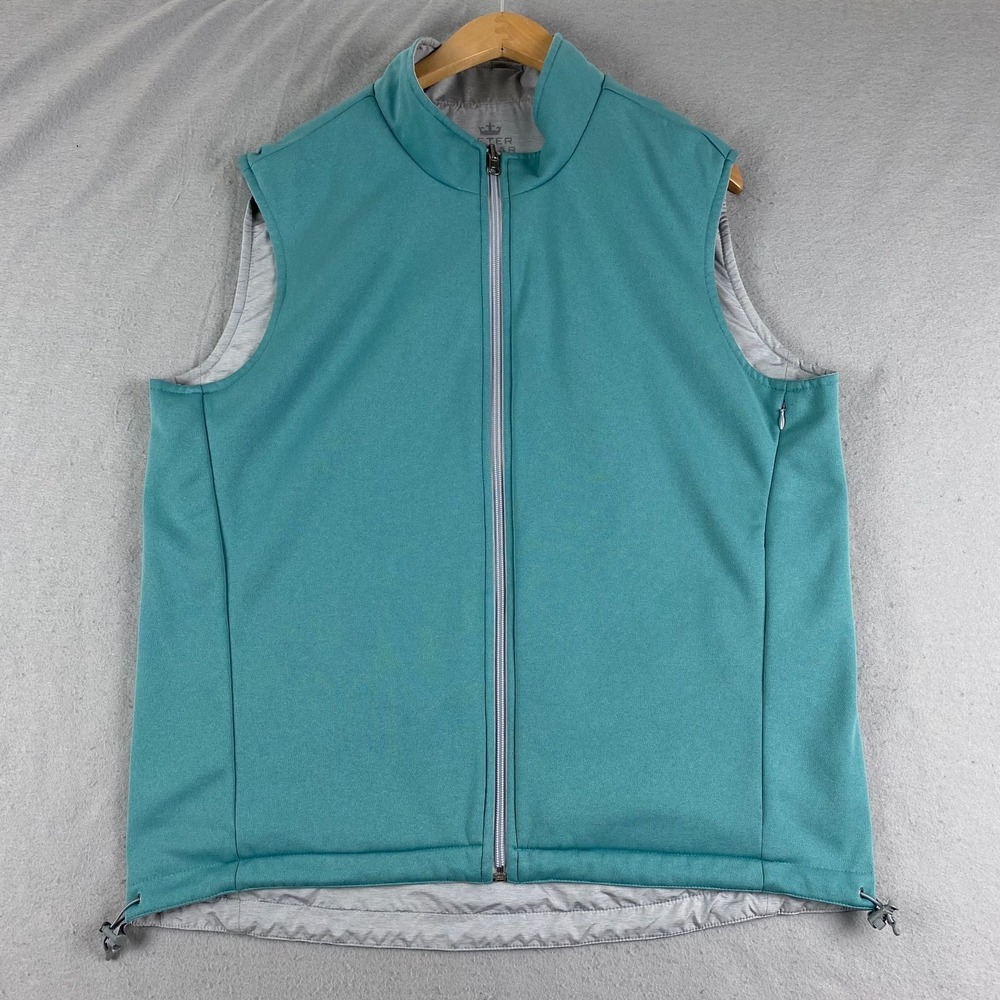 Peter Millar Crown Soft Reversible Vest Mens L teal gray Full Zip Golf Casual